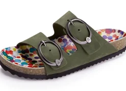 Discount Andrea Conti Pantolette mit bunt bedrucktem Lederfußbett Damen Pantoletten