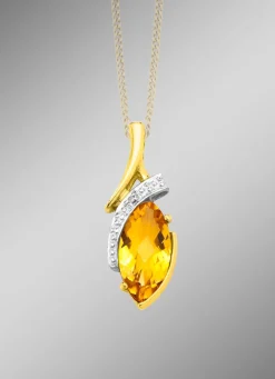 Outlet Anhänger mit echt Citrin und Diamant Damen Anhänger