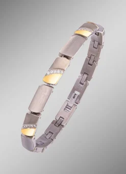 Sale Armband in Bicolor mit synth. Zirkonia Damen Armbänder
