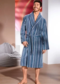 Damen Mona Pullover<Bademantel mit Streifen-Dessin