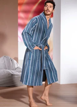 Damen Mona Pullover<Bademantel mit Streifen-Dessin