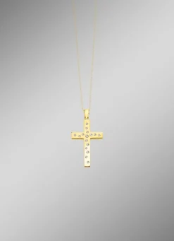 Sale Beidseitig tragbarer Kreuz-Anhänger mit synth. Zirkonia Damen Anhänger
