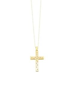 Sale Beidseitig tragbarer Kreuz-Anhänger mit synth. Zirkonia Damen Anhänger