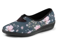 Clearance Bequeme Damen-Hausschuhe, Weite H, aus floral bedrucktem Meshmaterial Damen Hausschuhe