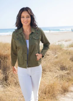 Damen Mona Übergangsjacken|Blusenjacken<Bestickte Jeansjacke