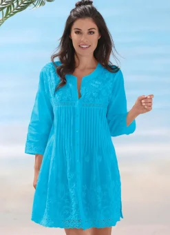 Damen Mona Strandkleider|Tuniken<Bestickte Tunika aus reiner Baumwolle