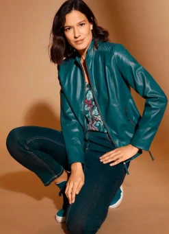 Damen Mona Lederimitatjacken<Blazer aus Lederimitat mit Biesenzier