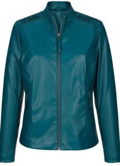 Damen Mona Lederimitatjacken<Blazer aus Lederimitat mit Biesenzier