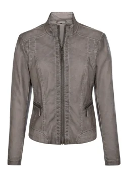 Damen Mona Lederimitatjacken<Blazer mit dezenter Nietenzer