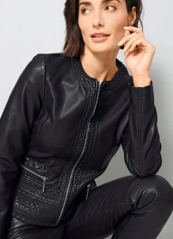 Damen Mona Übergangsjacken|Lederimitatjacken<Blazer mit toniger Stickerei