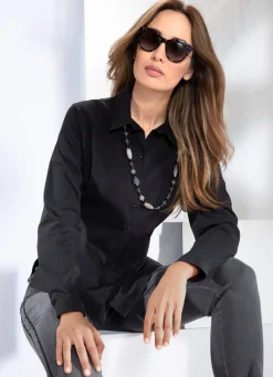 Damen Mona Basics<Bluse mit Hemdkragen