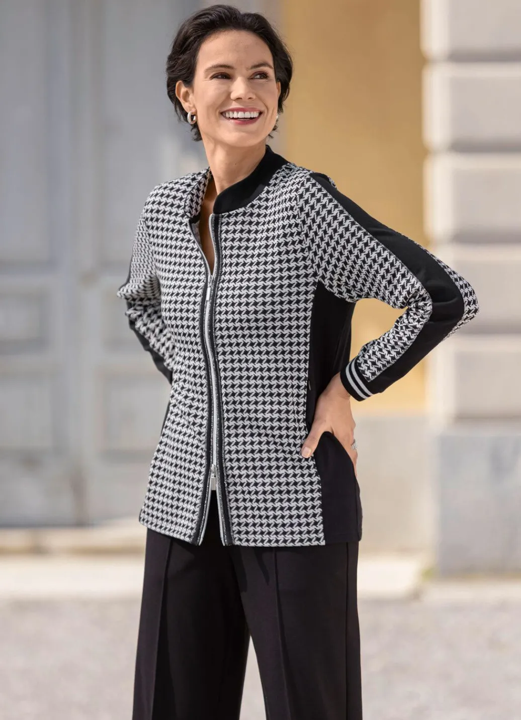 Damen Mona Blusenjacken<Blusenjacke mit Hahnentritt-Dessin