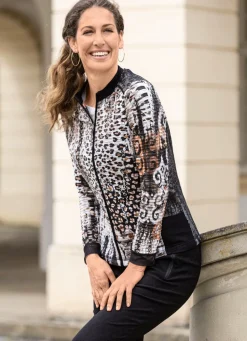 Damen Mona Blusenjacken<Blusenjacke mit Netztüll