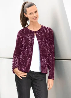 Damen Mona Basics|Abendmode<Blusenjacke mit Pailletten