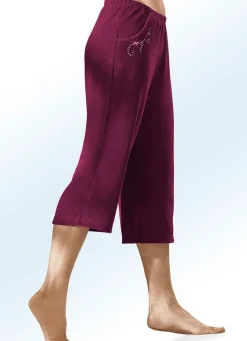 Damen Mona Freizeithosen<Caprihose mit dekorativer Schmucksteinzier