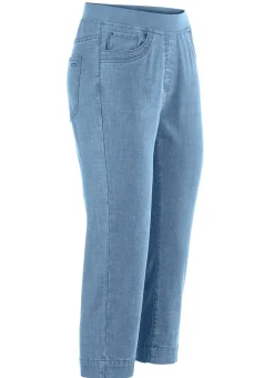 Damen Mona Shorts|Schlupfhosen<Caprijeans mit Strasssteinchenzier