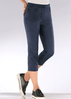 Damen Mona Shorts|Schlupfhosen<Caprijeans mit Strasssteinchenzier