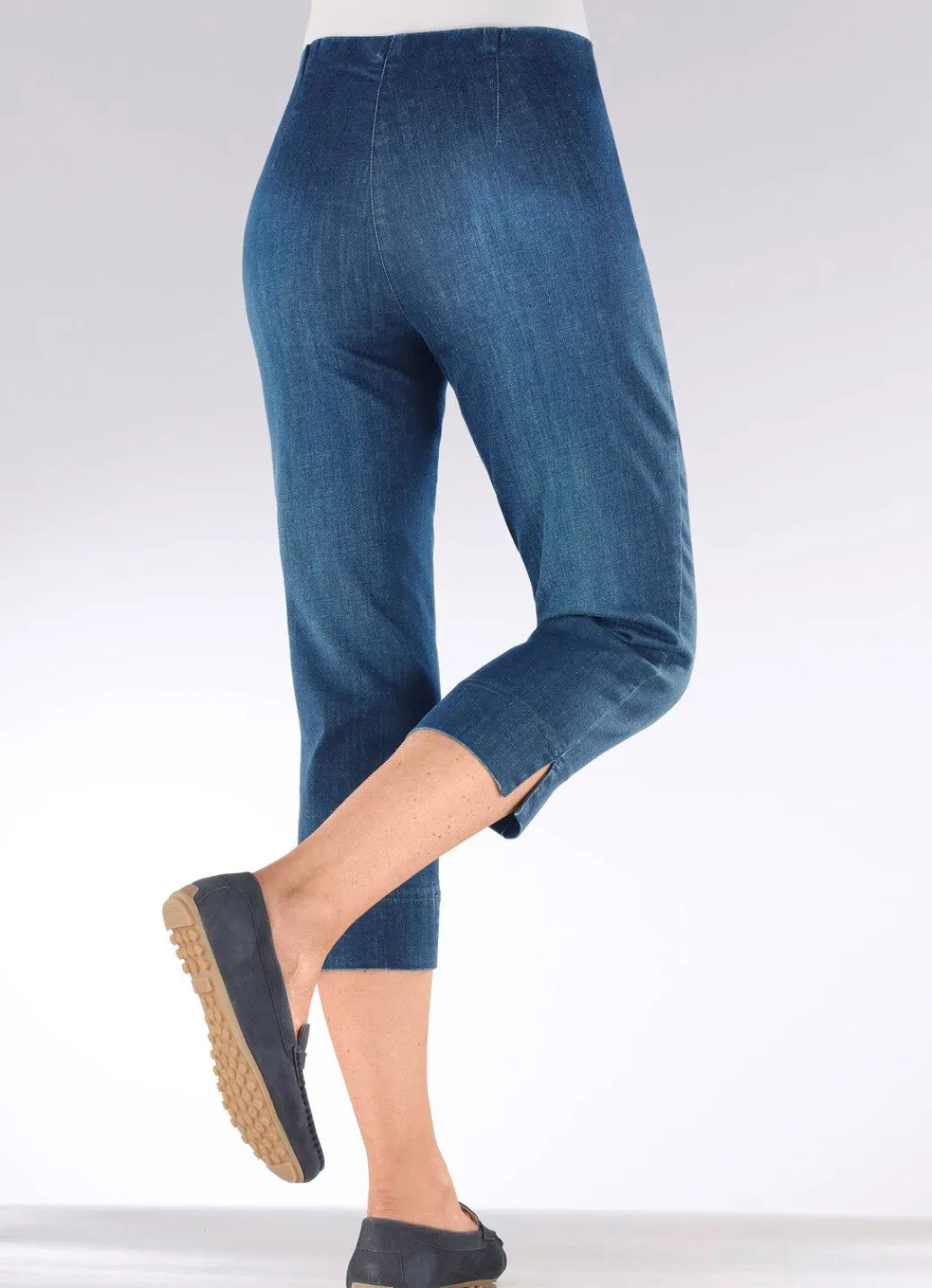 Damen Mona Schlupfhosen|Jeans<Capri-Jeans mit streckenden Biesen