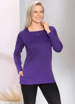 Charmantes Sweatshirt mit Blende in 2 Farben Damen Langarm