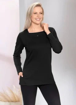 Discount Charmantes Sweatshirt mit Blende in 2 Farben Damen Langarm