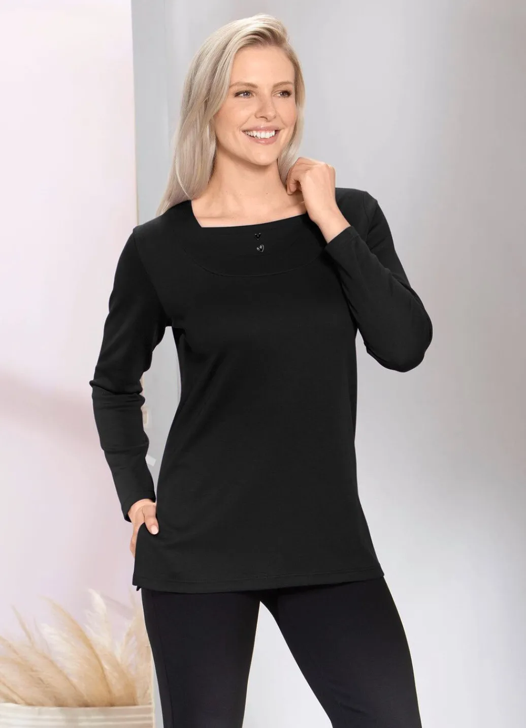 Discount Charmantes Sweatshirt mit Blende in 2 Farben Damen Langarm