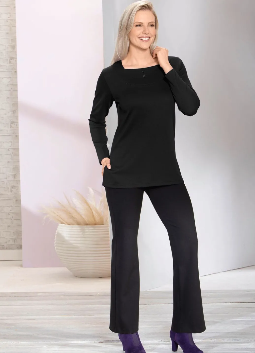 Discount Charmantes Sweatshirt mit Blende in 2 Farben Damen Langarm