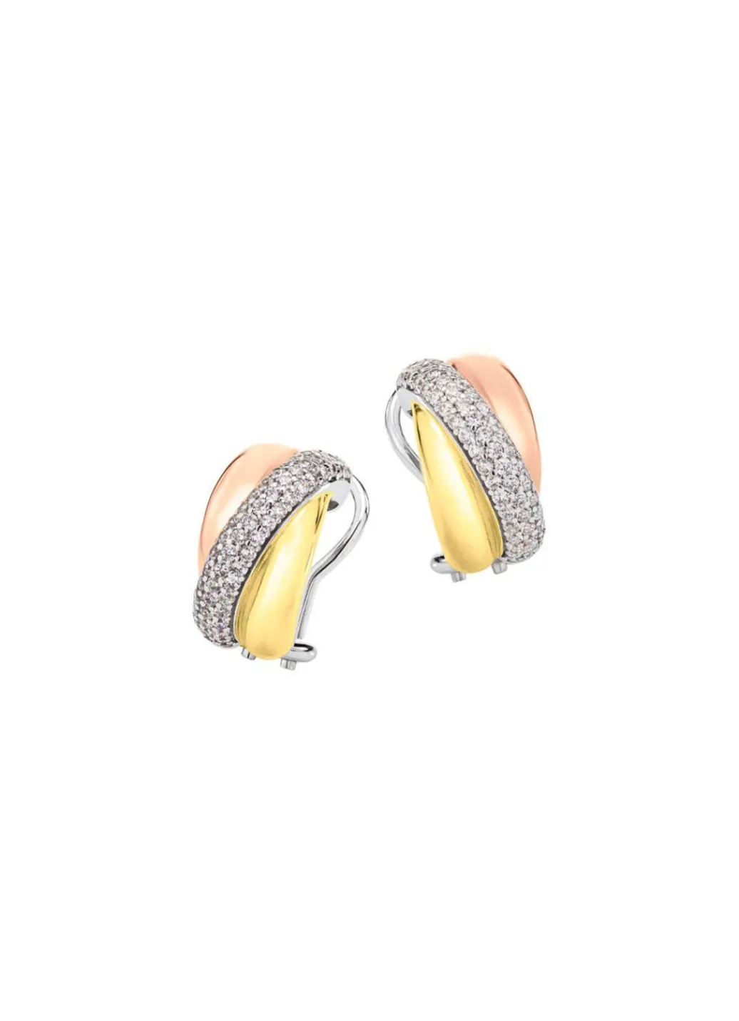 Sale Clipstecker in Tricolor mit synth. Zirkonia Damen Ohrschmuck