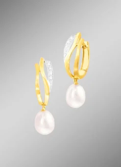 Best Creolen mit Süßwasser-Zuchtperle Damen Ohrschmuck