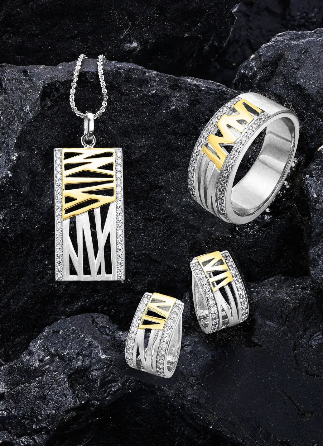 Clearance Damenring in Bicolor mit synth. Zirkonia Damen Ringe