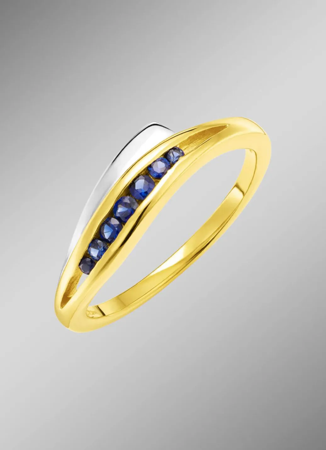 New Damenring in Bicolor mit synth. Safir Damen Ringe
