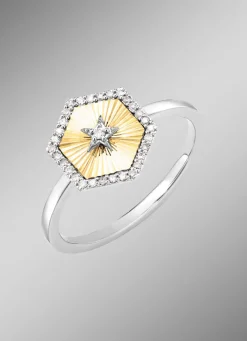 Clearance Damenring in Bicolor mit 1 Brillant und 30 Diamanten Damen Ringe