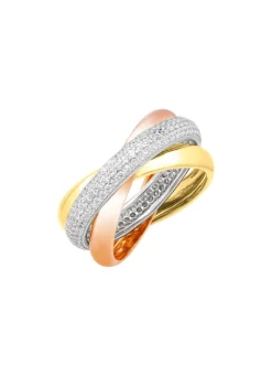 Clearance Damenring in Tricolor mit synth. Zirkonia Damen Ringe