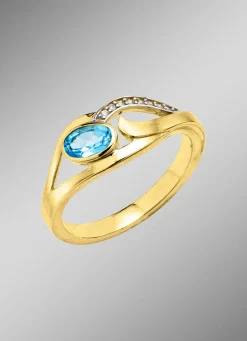 Damen Mona Ringe<Damenring mit Blautopas und Zirkonia