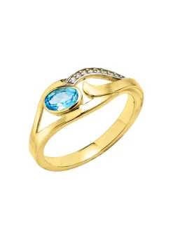 Damen Mona Ringe<Damenring mit Blautopas und Zirkonia