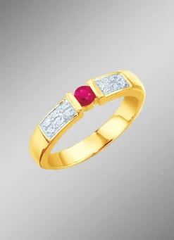 Clearance Damenring mit Diamanten und echtem Rubin Damen Ringe