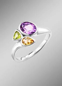 Clearance Damenring mit echt Amethyst, echt Citrin und echt Peridot Damen Ringe