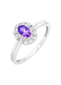 Best Damenring mit echt Amethyst und synth. Zirkonia Damen Ringe
