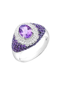 Best Damenring mit echt Amethyst und echt Weißtopas Damen Ringe