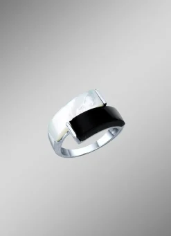 Outlet Damenring mit echt Onyx und echt Perlmutt Damen Ringe