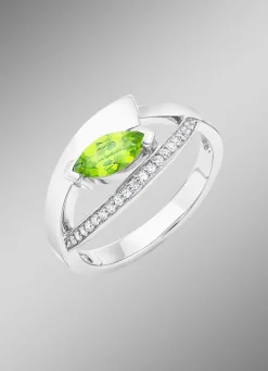 New Damenring mit echt Peridot und synth. Zirkonia Damen Ringe