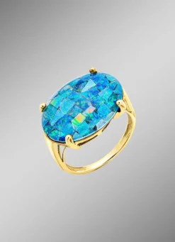 Discount Damenring mit Mosaik-Triplette, beh. Damen Ringe