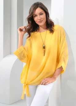 New Doppellagiges Shirt mit Chiffon-Überwurf Damen Kurzarm