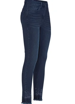 Damen Mona Jeans|Lange Hosen<Edel-Jeans mit Fransensaum