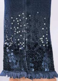 Damen Mona Jeans|Lange Hosen<Edel-Jeans mit Fransensaum