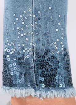 Damen Mona Lange Hosen|Jeans<Edel-Jeans mit Fransensaum