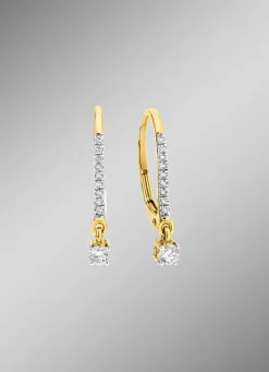 Edle Ohrringe mit 2 Brillanten und 18 Diamanten Damen Ohrschmuck