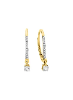 Edle Ohrringe mit 2 Brillanten und 18 Diamanten Damen Ohrschmuck