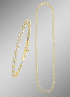 Online Edles Schmuck-Set in Bicolor, 2-teilig Damen Halsketten|Armbänder
