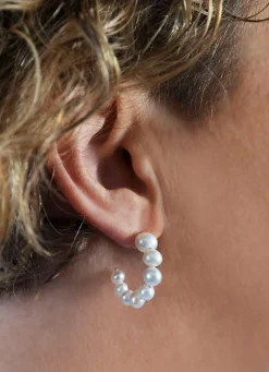 Outlet Elegante Creolen mit Süßwasser-Zuchtperlen Damen Ohrschmuck