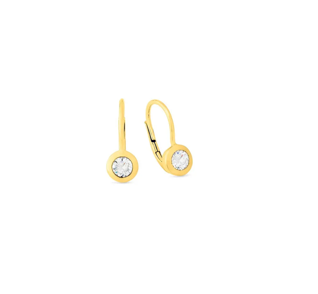 Clearance Elegante Ohrringe in Gelbgold mit Brillant Damen Ohrschmuck